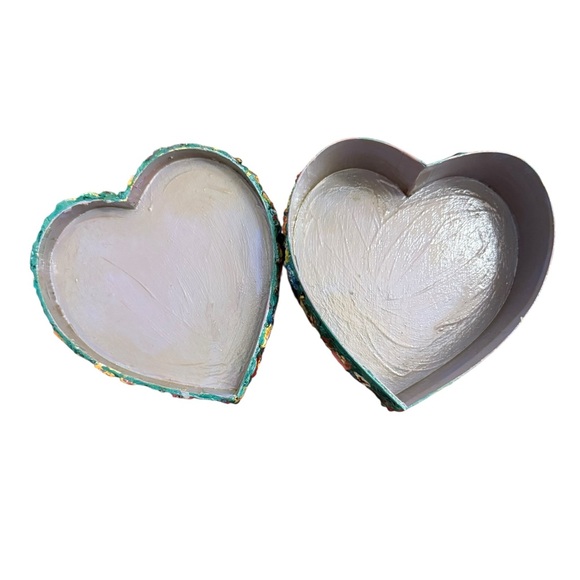 Hand-Painted Textured Heart Trinket Box Millefiori-Inspired Design (Signed 2001) - Picture 5 of 7